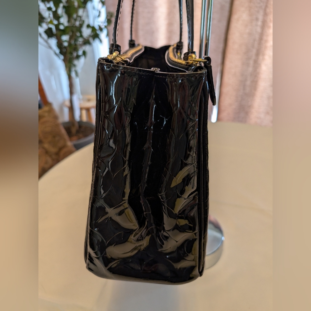 Coach Black Patent Leather Peyton Op Art Double Zip Satchel Excellent Condition - Picture 3 of 16